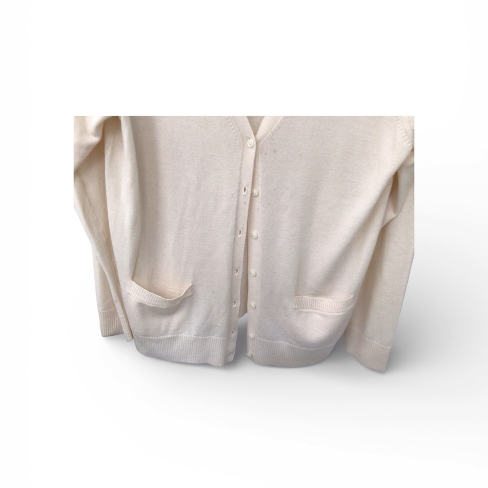 Neiman Marcus Cream 100% Merino Cardigan - Picture 2 of 2